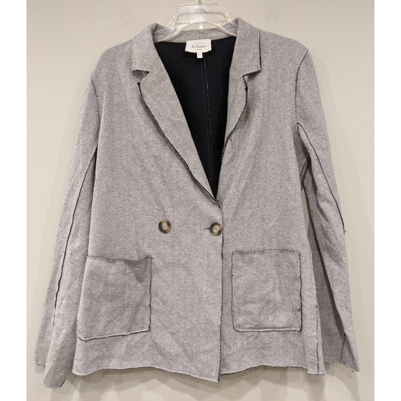 Bohme Herringbone Raw Edge Hem Blazer Jacket Size Medium - Picture 1 of 6